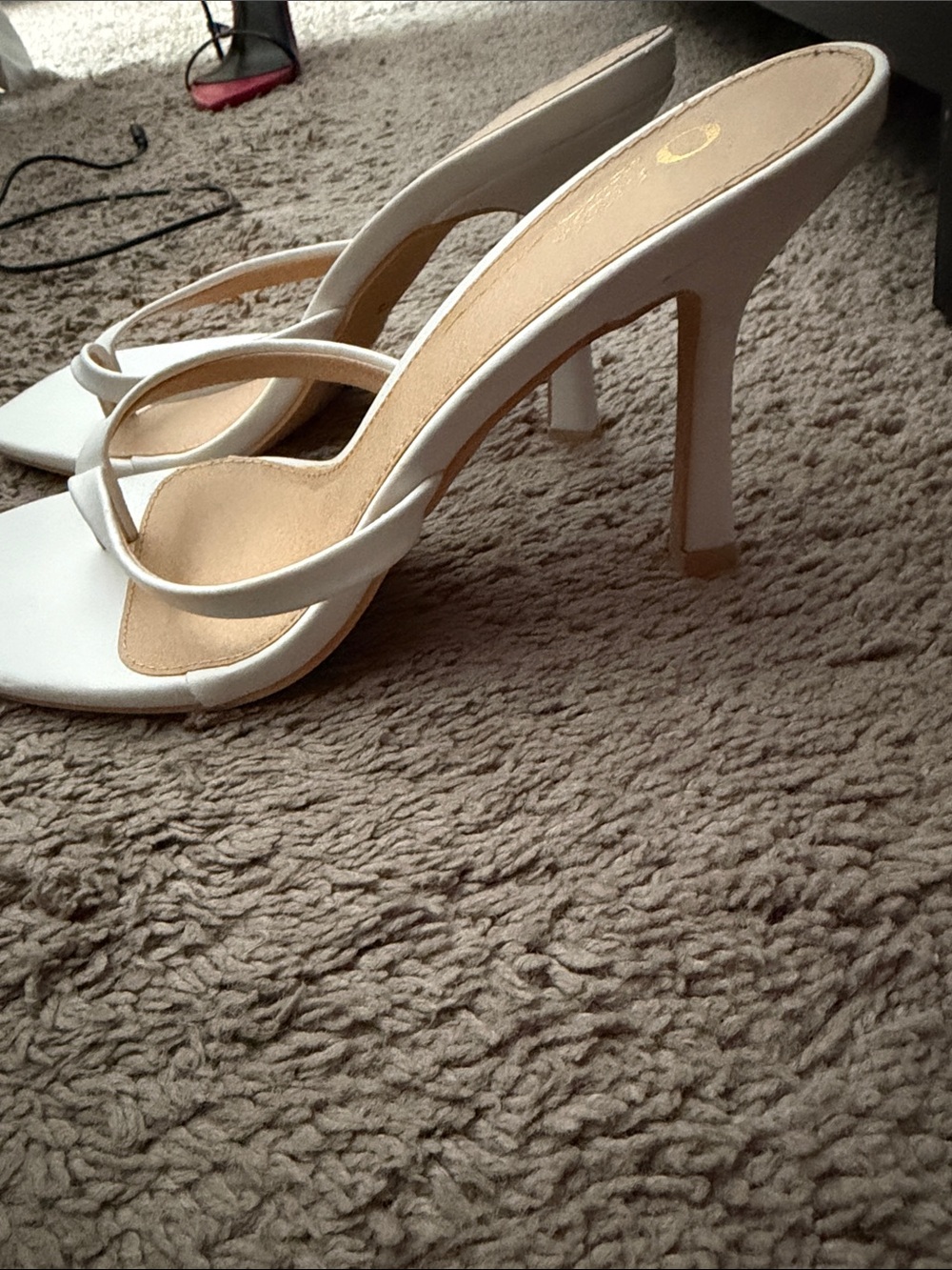 White Square-Toe Strappy Slide Sandals EASY TO WALK IN - Picture 2 of 2
